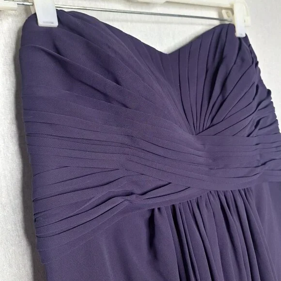 💙 David's Bridal Plum Chiffon Strapless Maxi Dress Size 12 Formal, bridesmaid, - Picture 5 of 8